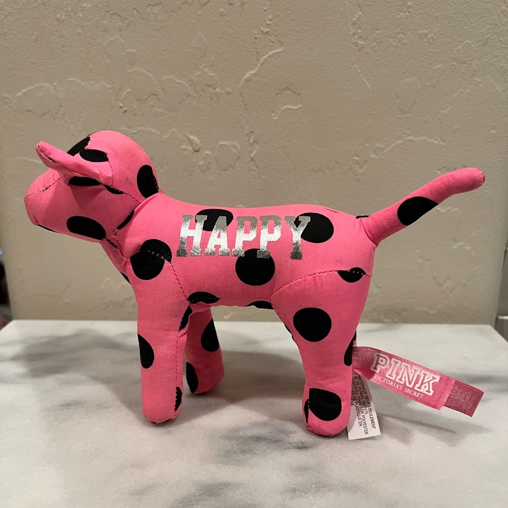 PINK Victoria's Secret Pink and Black Dog Plush